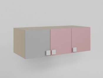 Антресоль на шкаф 3-х створчатый (Розовый/Серый/корпус Клен) в Большой Ирбе - bolshaya-irba.mebel54.com | фото