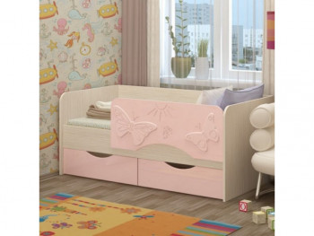 Бабочки Кровать детская 2 ящика 1.6 Розовый глянец в Большой Ирбе - bolshaya-irba.mebel54.com | фото