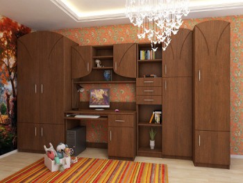 Буратино Детская Комплект мебели (Орех) в Большой Ирбе - bolshaya-irba.mebel54.com | фото