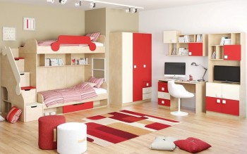 Детская комната Бэрри (Бежевый/Красный/корпус Клен) в Большой Ирбе - bolshaya-irba.mebel54.com | фото