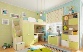 Детская комната Эппл (Зеленый/Белый/корпус Клен) в Большой Ирбе - bolshaya-irba.mebel54.com | фото