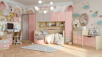 Детская комната Грэйси (Розовый/Серый/корпус Клен) в Большой Ирбе - bolshaya-irba.mebel54.com | фото