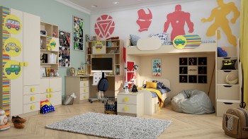 Детская комната Клаксон (Бежевый/корпус Клен) в Большой Ирбе - bolshaya-irba.mebel54.com | фото