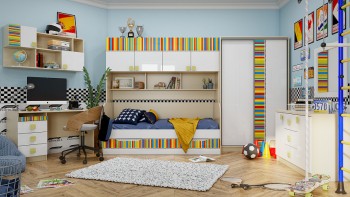 Детская комната Клаксон без машинок (Белый/корпус Клен) в Большой Ирбе - bolshaya-irba.mebel54.com | фото