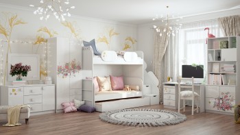 Детская комната Совушки (Белый/корпус Выбеленное дерево) в Большой Ирбе - bolshaya-irba.mebel54.com | фото