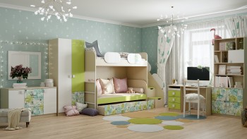 Детская комната Твит (Белый/Зеленый/корпус Клен) в Большой Ирбе - bolshaya-irba.mebel54.com | фото