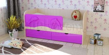 Друзья Кровать детская 2 ящика 1.6 Фиолетовый глянец в Большой Ирбе - bolshaya-irba.mebel54.com | фото