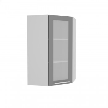 Гарда ВПУС 550 шкаф верхний угловой со стеклом высокий (Белый патина/корпус Серый) в Большой Ирбе - bolshaya-irba.mebel54.com | фото