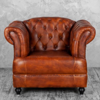Кресло кожаное Лофт Честер-Нью (Коричневый, Рыжий) в Большой Ирбе - bolshaya-irba.mebel54.com | фото