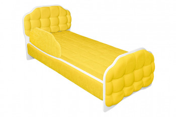 Кровать 160 Атлет 74 Жёлтый (мягкий бортик) в Большой Ирбе - bolshaya-irba.mebel54.com | фото