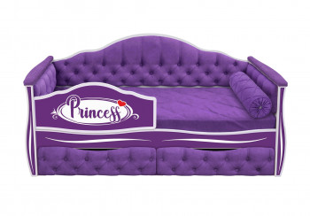 Кровать 160 серии Иллюзия 2 ящика 32 Фиолетовый (мягкие боковые накладки/подушка валик) в Большой Ирбе - bolshaya-irba.mebel54.com | фото