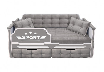 Кровать 160 серии Спорт 2 ящика 45 Серый (подушки) в Большой Ирбе - bolshaya-irba.mebel54.com | фото