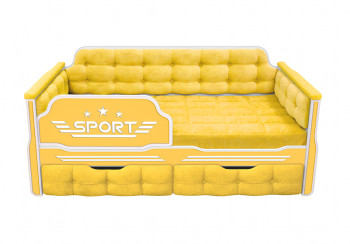 Кровать 160 серии Спорт 2 ящика 74 Жёлтый (мягкие боковые накладки) в Большой Ирбе - bolshaya-irba.mebel54.com | фото