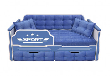 Кровать 160 серии Спорт 2 ящика 85 Синий (подушки) в Большой Ирбе - bolshaya-irba.mebel54.com | фото