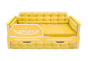 Кровать 170 серии Спорт 1 ящик 74 Жёлтый (мягкие боковые накладки) в Большой Ирбе - bolshaya-irba.mebel54.com | фото