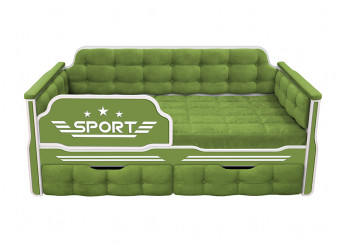 Кровать 180 серии Спорт 2 ящика 76 Зелёный (мягкие боковые накладки) в Большой Ирбе - bolshaya-irba.mebel54.com | фото