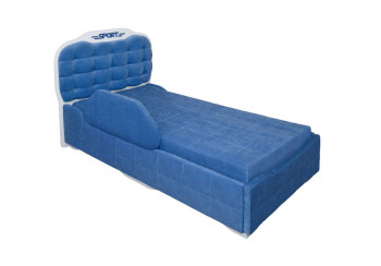 Кровать 190 Атлет Lux 29 Синий (мягкий бортик) в Большой Ирбе - bolshaya-irba.mebel54.com | фото