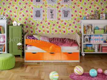 Кровать Бабочки 1,6м (Оранжевый металлик) в Большой Ирбе - bolshaya-irba.mebel54.com | фото