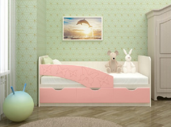 Кровать Бабочки 1,6м (Розовый металлик) в Большой Ирбе - bolshaya-irba.mebel54.com | фото