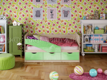 Кровать Бабочки 1,6м (Салатовый металлик) в Большой Ирбе - bolshaya-irba.mebel54.com | фото