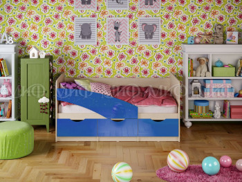 Кровать Бабочки 1,8м (Синий металлик) в Большой Ирбе - bolshaya-irba.mebel54.com | фото