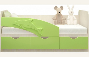 Кровать детская 1,6м Дельфин (Салатовый металлик) в Большой Ирбе - bolshaya-irba.mebel54.com | фото