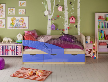 Кровать детская 1,6м Дельфин (Синий металлик) в Большой Ирбе - bolshaya-irba.mebel54.com | фото