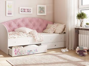 Кровать детская Эльза Белый/Розовый в Большой Ирбе - bolshaya-irba.mebel54.com | фото