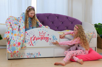 Кровать детская Эльза с бортиком Принцесса Белый/Фиолетовый в Большой Ирбе - bolshaya-irba.mebel54.com | фото