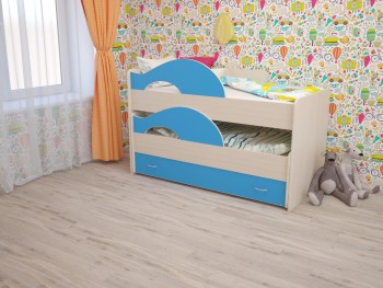Кровать детская Радуга 1600 Млечный дуб/Голубой в Большой Ирбе - bolshaya-irba.mebel54.com | фото