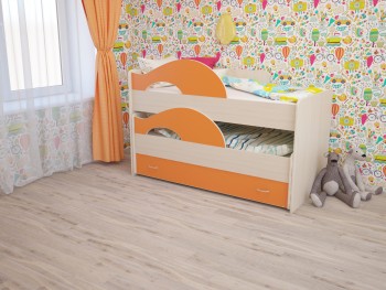 Кровать детская Радуга 1600 Млечный дуб/Оранжевый в Большой Ирбе - bolshaya-irba.mebel54.com | фото