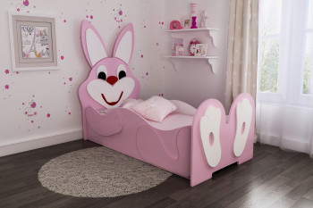 Кровать детская Зайка 1.6 Розовый/Белый в Большой Ирбе - bolshaya-irba.mebel54.com | фото