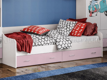Кровать Fashion-1 Вега 0,9 м (Белый/Розовый) в Большой Ирбе - bolshaya-irba.mebel54.com | фото
