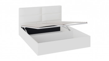 Кровать «Глосс» с мягкой обивкой и подъемным механизмом тип 1 (1600) (Белая) в Большой Ирбе - bolshaya-irba.mebel54.com | фото