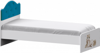 Кровать Каспер с мягкой спинкой и фотопечатью (800х1900)  Белый/Бирюза в Большой Ирбе - bolshaya-irba.mebel54.com | фото