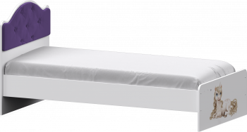 Кровать Каспер с мягкой спинкой и фотопечатью (800х1900)Белый/Фиолетовый в Большой Ирбе - bolshaya-irba.mebel54.com | фото