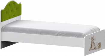 Кровать Каспер с мягкой спинкой и фотопечатью (800х1900)Белый/Лайм в Большой Ирбе - bolshaya-irba.mebel54.com | фото
