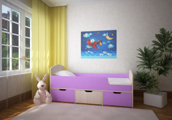 Кровать Малыш-мини Дуб молочный/Ирис в Большой Ирбе - bolshaya-irba.mebel54.com | фото