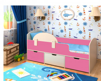 Кровать Малыш-мини Дуб молочный/Розовый в Большой Ирбе - bolshaya-irba.mebel54.com | фото