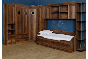 Кровать с 2-мя ящиками «Навигатор» (Дуб Каньон) в Большой Ирбе - bolshaya-irba.mebel54.com | фото