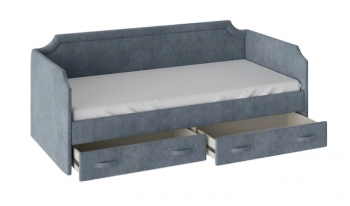 Кровать с мягкой обивкой и ящиками «Кантри» Тип 1 (900) (Замша синяя) в Большой Ирбе - bolshaya-irba.mebel54.com | фото