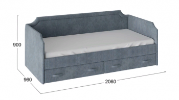 Кровать с мягкой обивкой и ящиками «Кантри» Тип 1 (900) (Замша синяя) в Большой Ирбе - bolshaya-irba.mebel54.com | фото