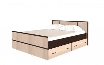 Кровать Сакура с настилом и ящиками 1,4 (Венге/Лоредо) в Большой Ирбе - bolshaya-irba.mebel54.com | фото