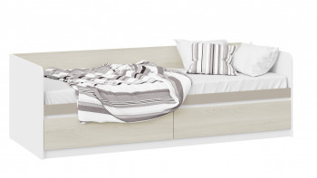 Кровать «Сканди» с 2 ящиками Дуб Гарден/Белый/Глиняный серый в Большой Ирбе - bolshaya-irba.mebel54.com | фото