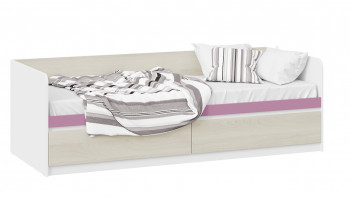 Кровать «Сканди» с 2 ящиками Дуб Гарден/Белый/Лиловый в Большой Ирбе - bolshaya-irba.mebel54.com | фото