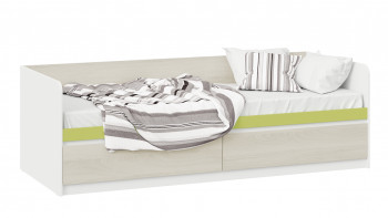 Кровать «Сканди» с 2 ящиками Дуб Гарден/Белый/Зеленый в Большой Ирбе - bolshaya-irba.mebel54.com | фото