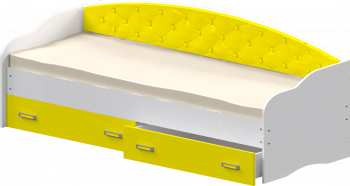 Кровать Софа-7 с мягкой спинкой (800х1900) Белый/Желтый в Большой Ирбе - bolshaya-irba.mebel54.com | фото