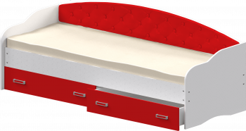 Кровать Софа-7 с мягкой спинкой (800х1900) Белый/Красный в Большой Ирбе - bolshaya-irba.mebel54.com | фото