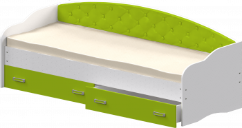 Кровать Софа-7 с мягкой спинкой (800х1900) Белый/Лайм в Большой Ирбе - bolshaya-irba.mebel54.com | фото