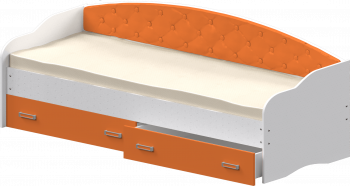 Кровать Софа-7 с мягкой спинкой (800х1900) Белый/Оранжевый в Большой Ирбе - bolshaya-irba.mebel54.com | фото